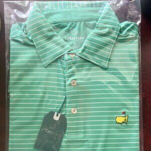 NEW 2024 Masters Tech Performance Golf Polo GRN/White stripe sz MEDIUM